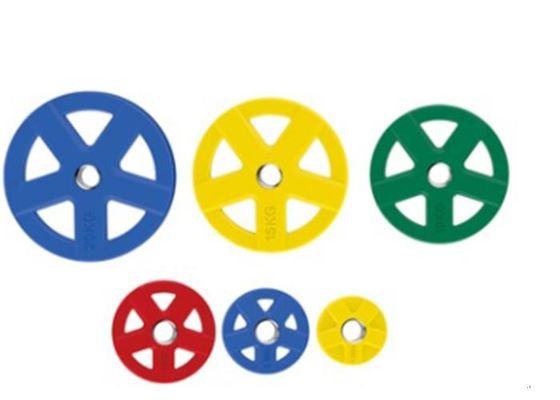 แผ่นน้ำหนักยกน้ำหนักแบบเคลือบยางรุ่นลดเสียงรบกวน ทนทานต่อแรงกระแทกสูง ออกแบบมาสำหรับยิมที่ใช้งานหนัก